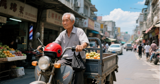 刘大爷驾驶三轮车